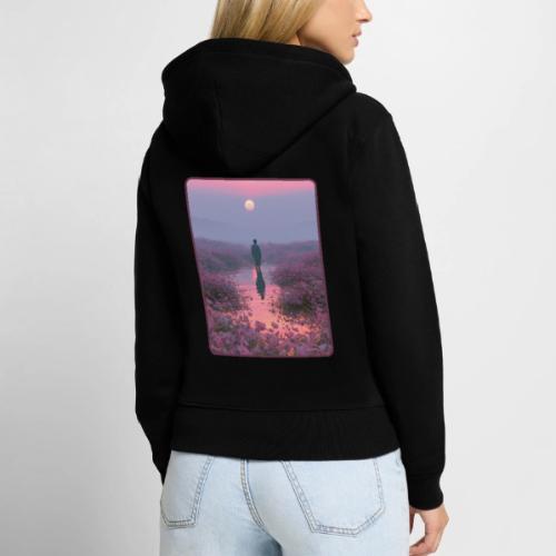 Ethereal Sunset Flower Field Art - Women's Premium Organic Zip Hoodie