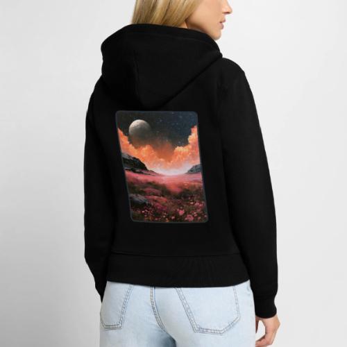 Moonlit Fantasy Flower Landscape - Women's Premium Organic Zip Hoodie