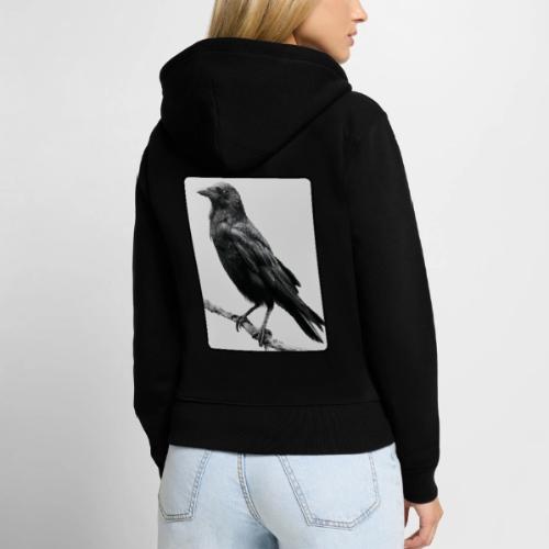 Raven Black and White Art Design - Women's Premium Organic Zip Hoodie