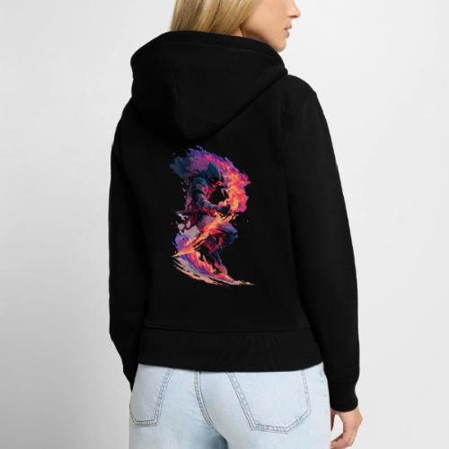 Flaming Ninja Warrior Fantasy Design - Women's Premium Organic Zip Hoodie