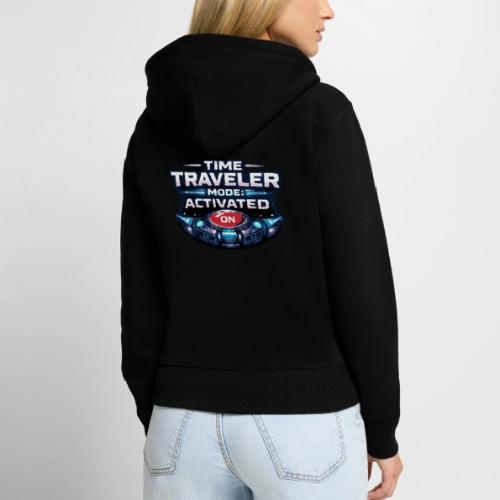 Time Traveler Mode – Futuristic Neon Sci-Fi Tee - Women's Premium Organic Zip Hoodie