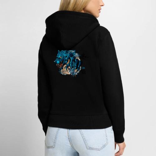 Blue Wolf Graffiti Street Art - Women's Premium Organic Zip Hoodie