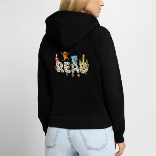 Whimsical READ Kids Cartoon - Women's Premium Organic Zip Hoodie