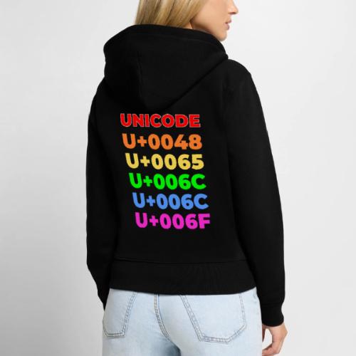 Hello, in unicode - Women's Premium Organic Zip Hoodie