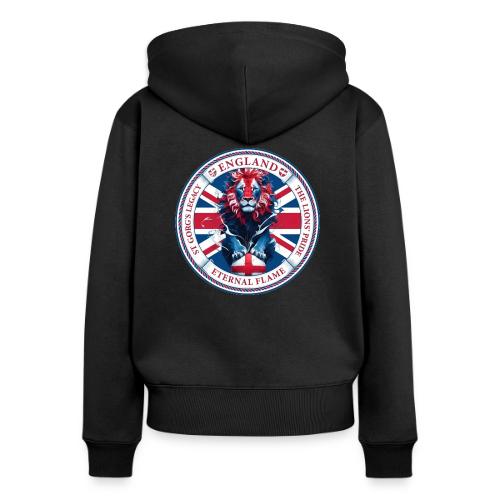 England Lion Emblem T Shirt, Flag Pride Gift - Women's Premium Organic Zip Hoodie