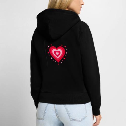 Layered Red & Pink Heart – Cute Valentine Love - Women's Premium Organic Zip Hoodie