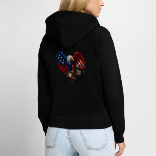American Flag Bald Eagle - Helmet - Women's Premium Organic Zip Hoodie