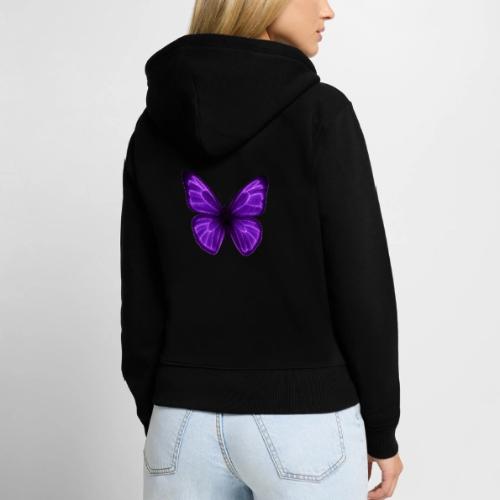 Neon Purple Butterfly - Women's Premium Organic Zip Hoodie