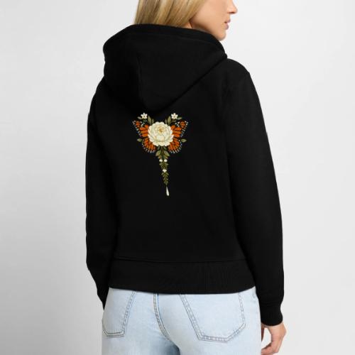 Monarch Butterfly Floral Botanical Art - Women's Premium Organic Zip Hoodie