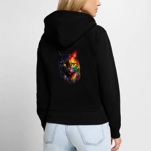 Cosmic Galaxy Rainbow Cat - Women's Premium Organic Zip Hoodie