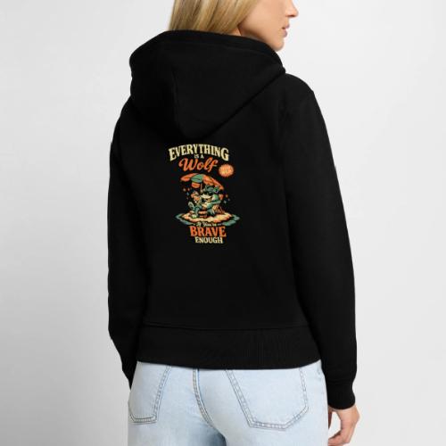 Everything Is A Wolf – Retro Chill - Women's Premium Organic Zip Hoodie