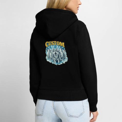 Custom Wolf Pack Howling Moon Vintage Wilderness - Women's Premium Organic Zip Hoodie