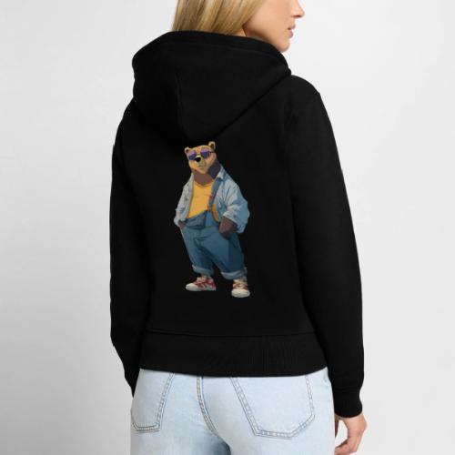 Fashion Streetwear Bear Cartoon Art - Women's Premium Organic Zip Hoodie