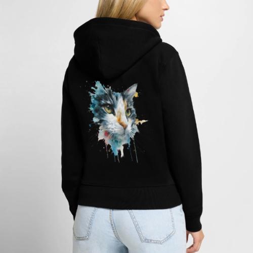 Watercolor cat face - Women's Premium Organic Zip Hoodie