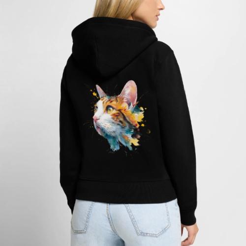 Cat: Feline Ink Burst - Women's Premium Organic Zip Hoodie