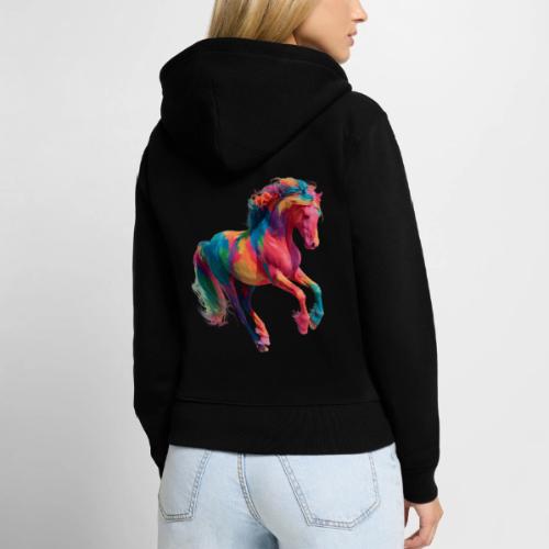 Colorful Paint Splatter Horse Art - Women's Premium Organic Zip Hoodie
