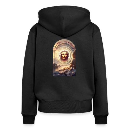Easter He Is Risen Sacred Face T Shirt, wife Gift - Women's Premium Organic Zip Hoodie