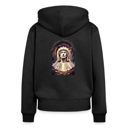 Easter He Is Risen Face of Christ T Shirt, Gift - Women's Premium Organic Zip Hoodie