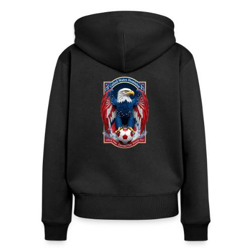 USA Eagle Emblem T Shirt, USA Soccer Pride Gift - Women's Premium Organic Zip Hoodie