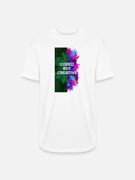 Coded But Creative - Long Body Men’s T-Shirt - white