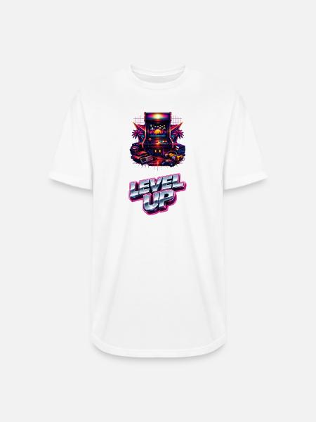 Neon Level Up Arcade - Long Body Men’s T-Shirt - white