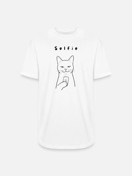 Selfie gato - Long Body Men’s T-Shirt - white