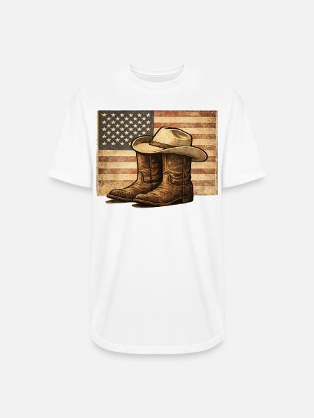 Rustic Rodeo Patriot Western Americana - Long Body Men’s T-Shirt - white