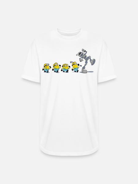 Minions In A Row With Robot - Long Body Men’s T-Shirt - white