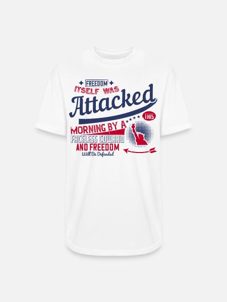 Freedom Morning Attacked Graphic - Long Body Men’s T-Shirt - white