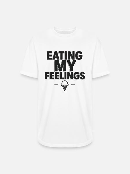 Eating My Feelings - Long Body Men’s T-Shirt - white