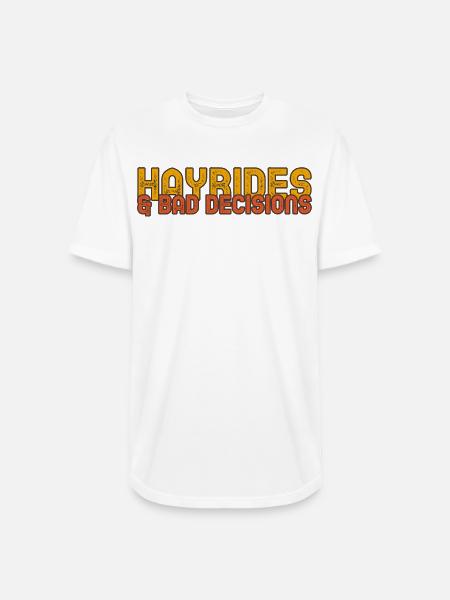 Hayrides & Bad Decisions - Long Body Men’s T-Shirt - white
