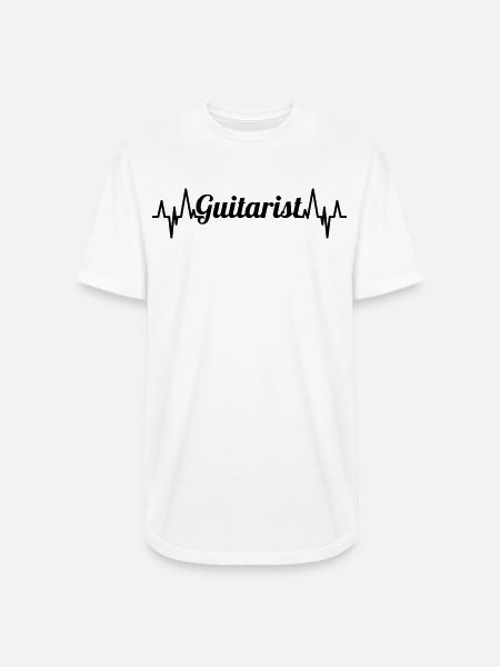 Guitarist ECG Heartline - Long Body Men’s T-Shirt - white
