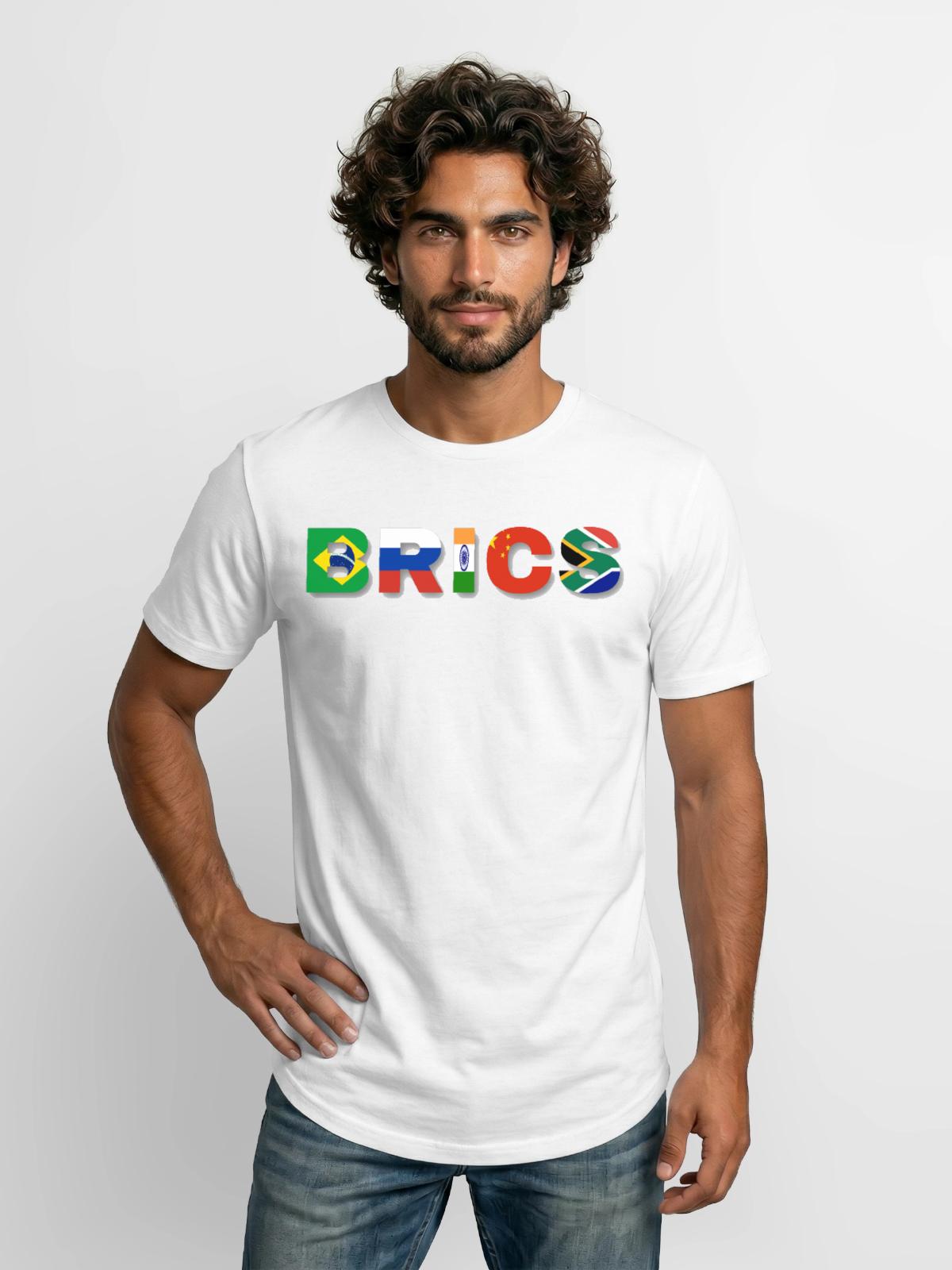 Brics - Long Body Men’s T-Shirt - white - Front - AI Model Male 185 light (185cm)