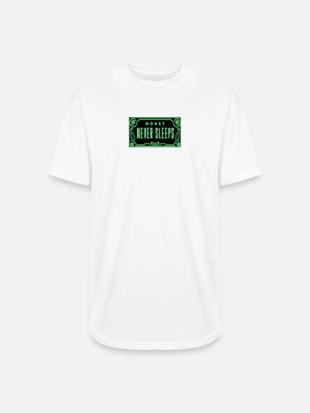 Neon Money Never Sleeps Sign - Long Body Men’s T-Shirt - white