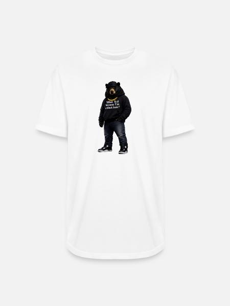 Midnight Bear Hoodie Pun - Long Body Men’s T-Shirt - white