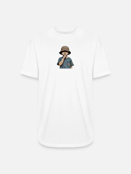 Shushing Kid in Bucket Hat - Long Body Men’s T-Shirt - white