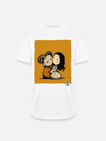 Rustic Ram Kiss Duo - Long Body Men’s T-Shirt - white