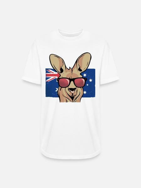 Aussie Kangaroo Sunglasses Flag - Long Body Men’s T-Shirt - white