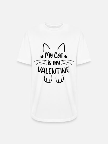 My Cat is My Valentines - Long Body Men’s T-Shirt - white