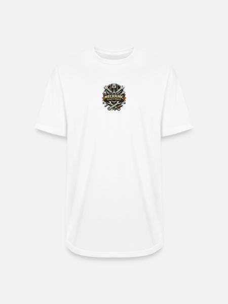 Mechanic Gear Emblem - Long Body Men’s T-Shirt - white