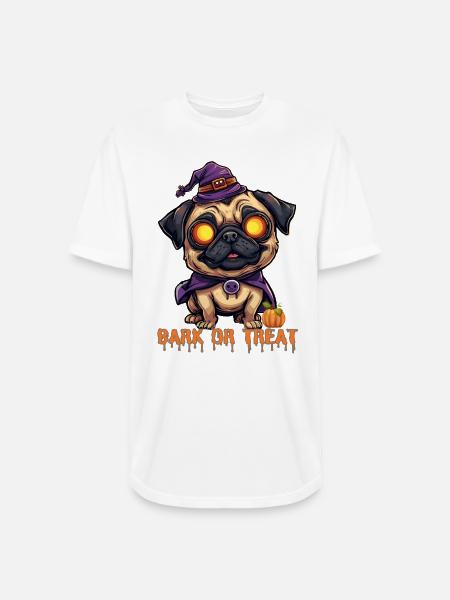 Pug Halloween Bark or Treat - Long Body Men’s T-Shirt - white