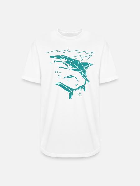 Polygon Shark - Long Body Men’s T-Shirt - white