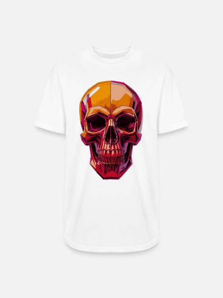 Polygon Skull – Geometric Skull Art - Long Body Men’s T-Shirt - white