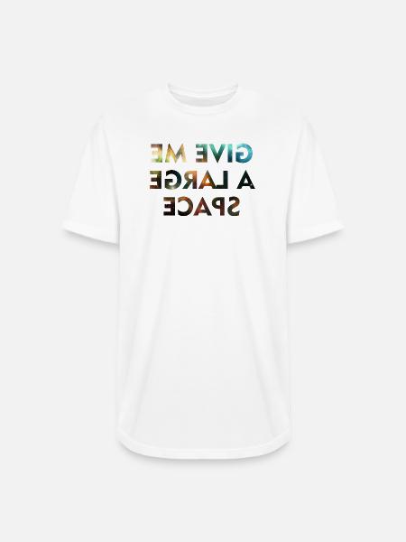 Cosmic Galaxy Mirror Text - Long Body Men’s T-Shirt - white
