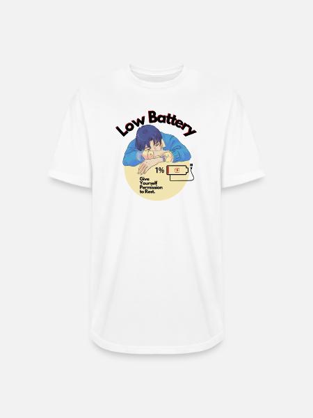 Permission to Rest Battery - Long Body Men’s T-Shirt - white