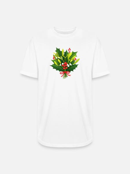Festive Holly Botanical Design - Long Body Men’s T-Shirt - white