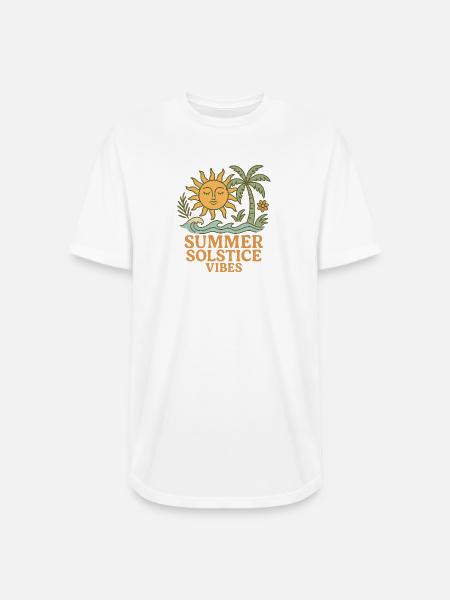 Summer Solstice Vibes Sun and Palm Design - Long Body Men’s T-Shirt - white