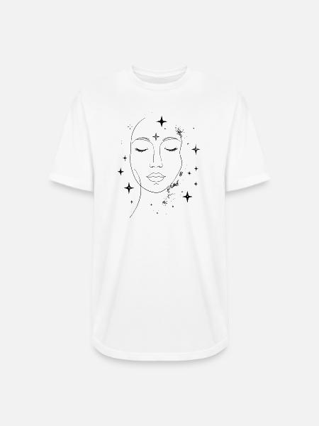 Face in Stardust - Long Body Men’s T-Shirt - white