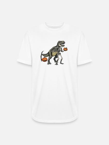 Dinosaur Skeleton Carving with Jack-o-Lantern - Long Body Men’s T-Shirt - white