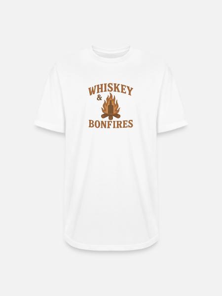 Whiskey & Bonfires - Long Body Men’s T-Shirt - white
